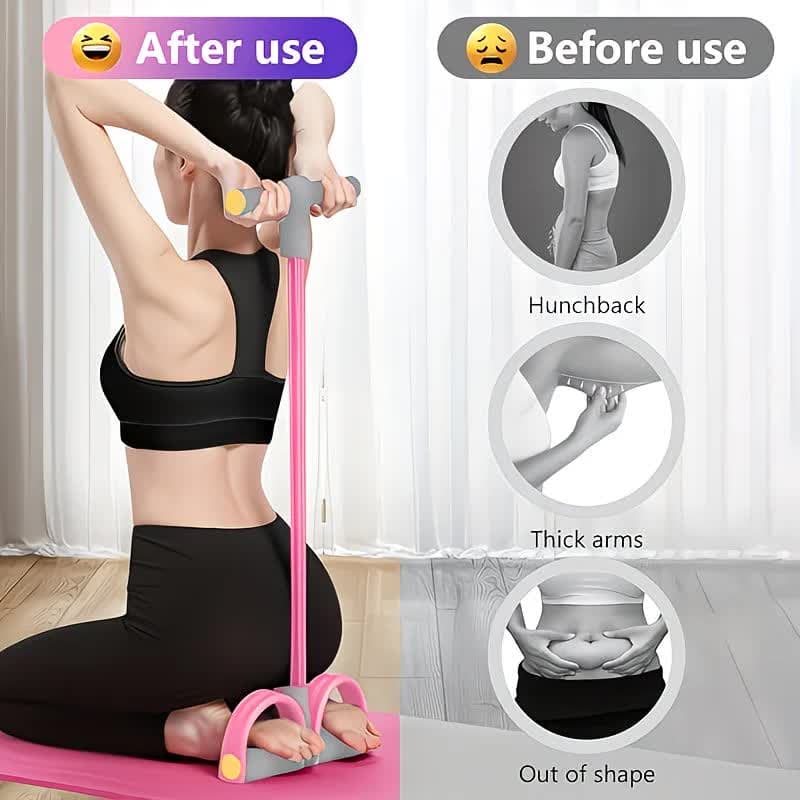 Home-use six-tube resistance band with non-slip pedals and quiet rebound. Targets multiple muscle groups for full-body fat burning, shaping, and stretching. Portable and suitable for all.Green