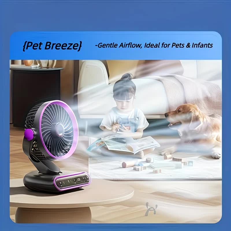 Grayish Purple AI Smart Circulating Fan: 4 Modes + Silent Airflow, Your All-Scenario Cooling Companion。