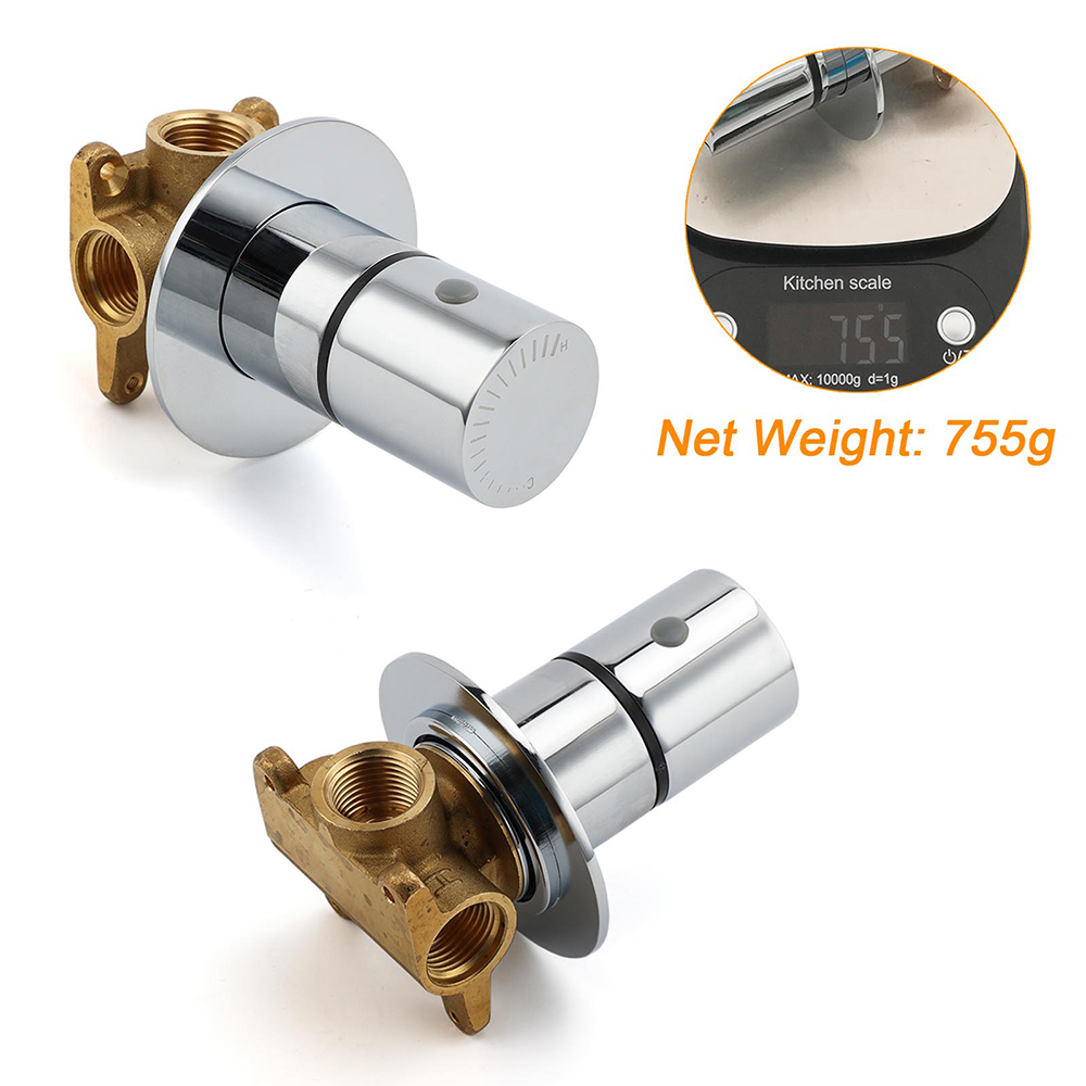 Chrome Bath Control Shower Mixer Brass Round Wall Mounted Hot Cold Water Valve
