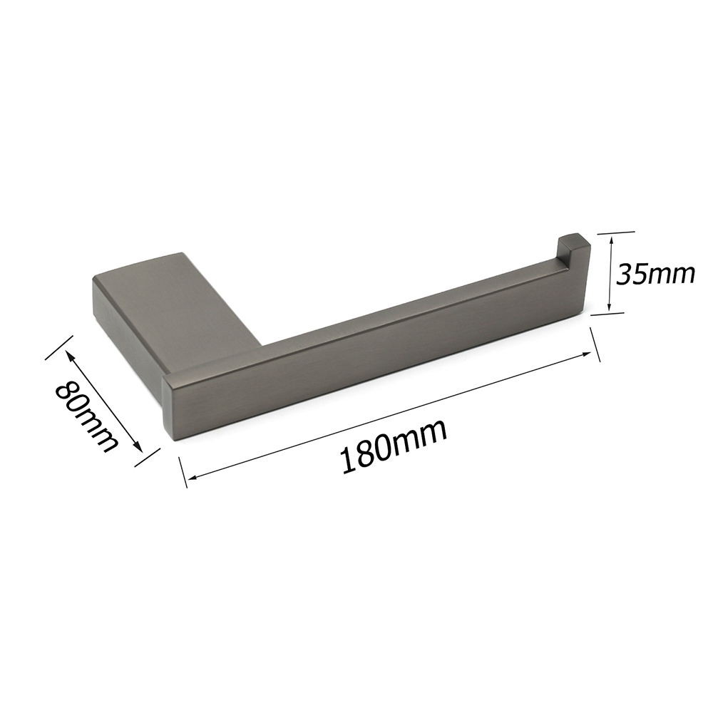 Gun Metal Square Toilet Paper Roll Tissue Roll Holder Hook Rack Wall Mounted Set