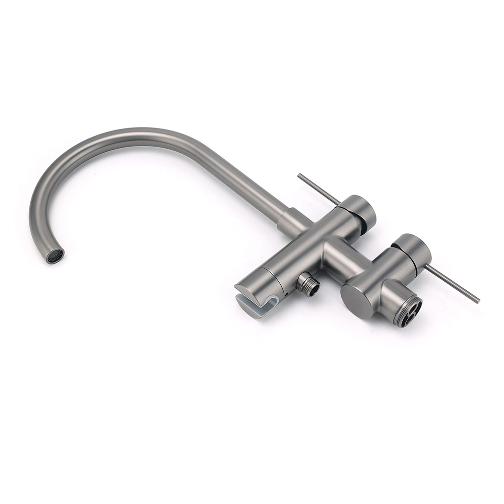 Gun Metal Bathtub Mixer Tap Free Standing Faucet Spout With Handheld Shower Set