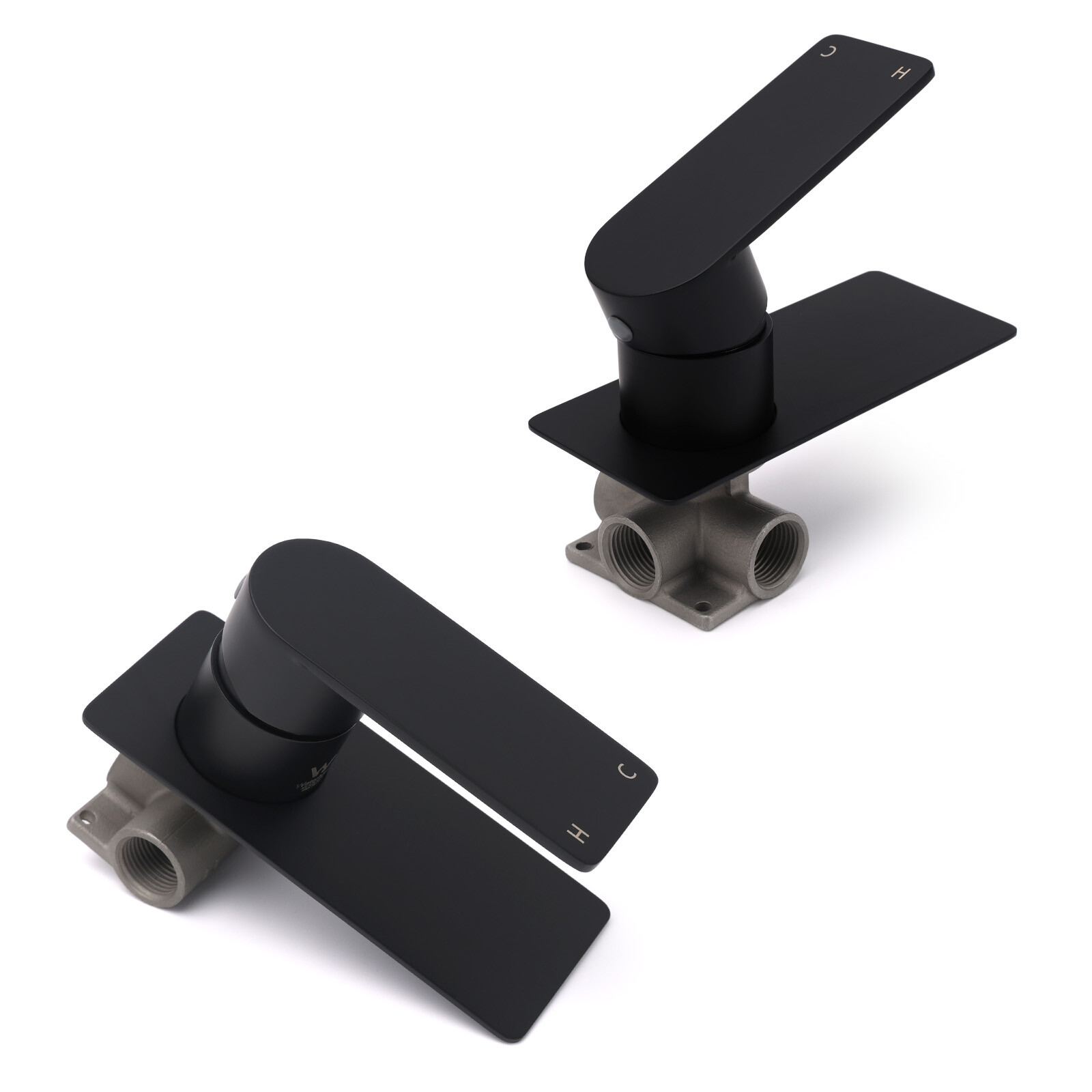 Matte Black Rectangle Shower Mixer Hot Cold Control Tap 35mm Ceramic Cartridge