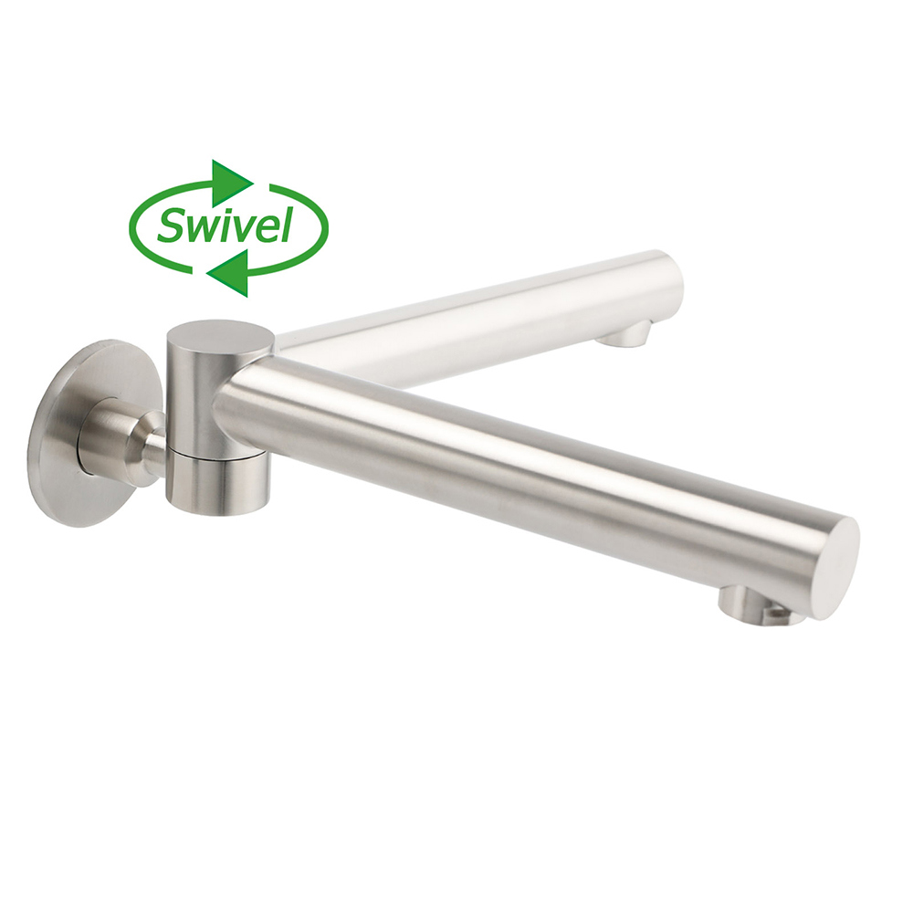 Brushed Nickel Round Basin Wall Mounted Faucet Outlet 180 Swivel Vanity Bathtub Spout