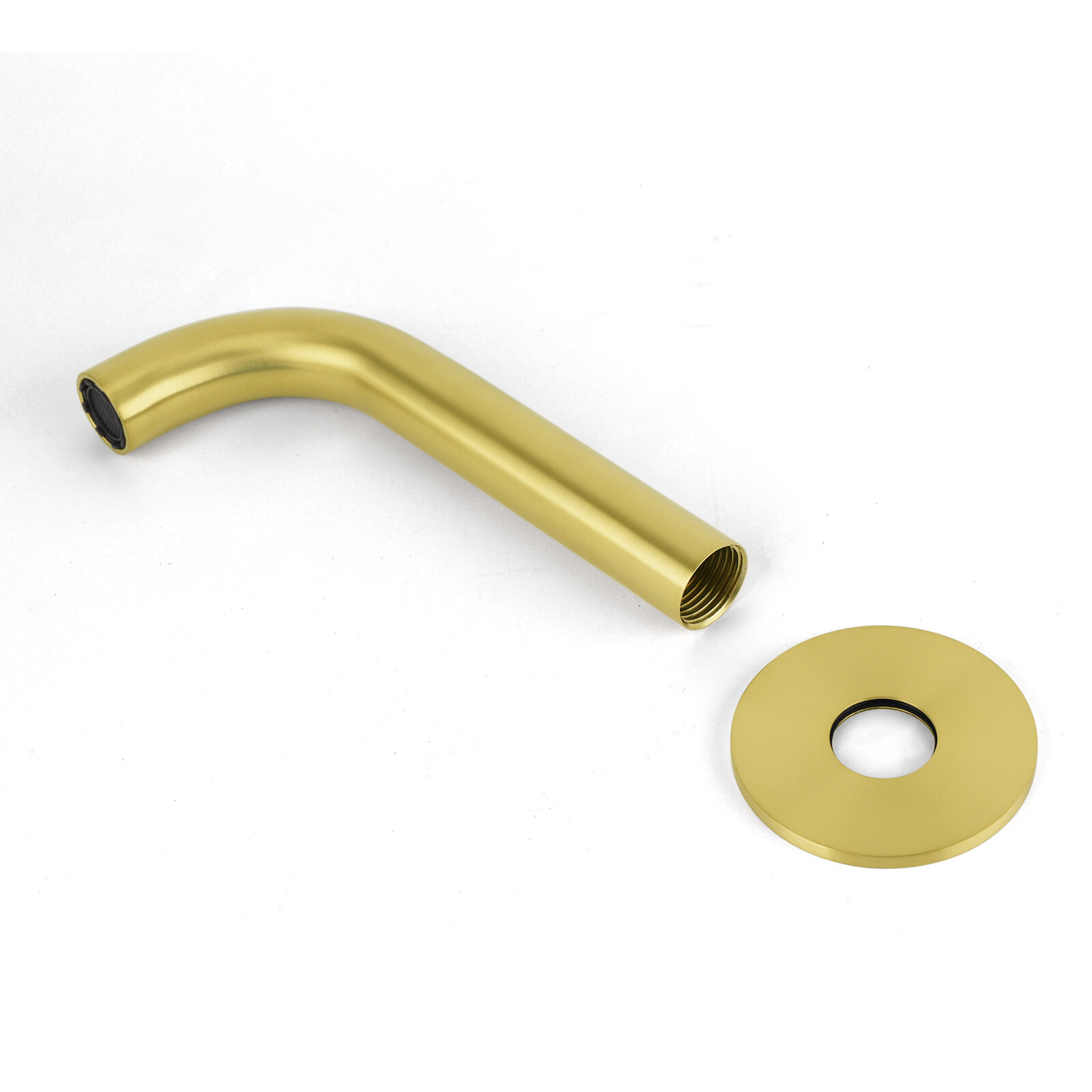 Brushed Gold 150mm Round Curve Faucet Outlet Bathroom Tub Water Filler Spout Set