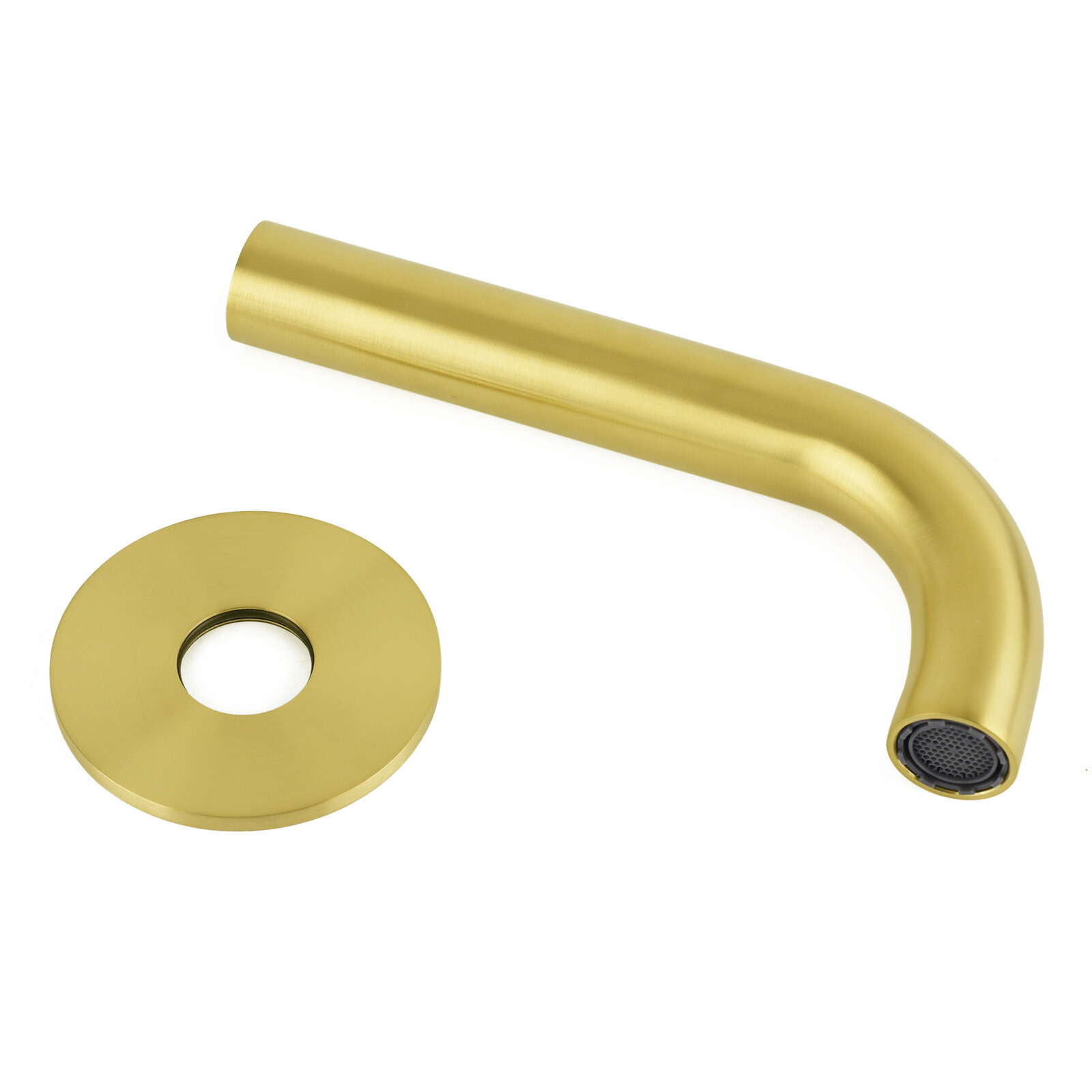 Brushed Gold 150mm Round Curve Faucet Outlet Bathroom Tub Water Filler Spout Set
