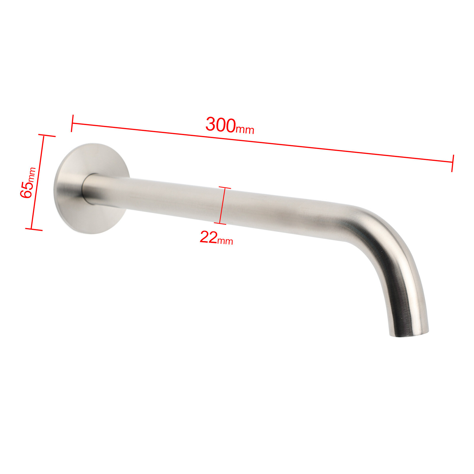 Brushed Nickel 300mm Extra Long Wall Mounted Extention Bathtub Filler Spout Set