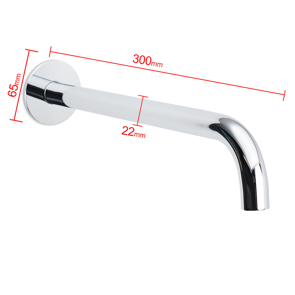 300mm Extra Long Wall Mounted Chrome Round Extention Bathtub Filler Spout Outlet