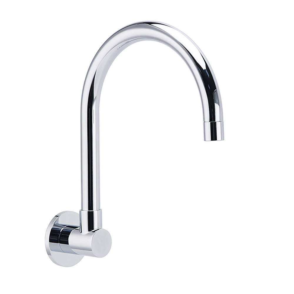 Chrome Round Gooseneck Arm Faucet Water Outlet Wall Mounted Swivel Bathtub Spout