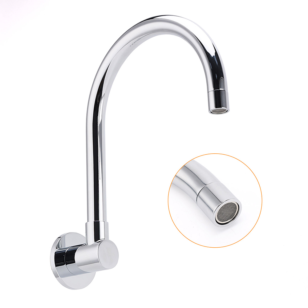 Chrome Round Gooseneck Arm Faucet Water Outlet Wall Mounted Swivel Bathtub Spout