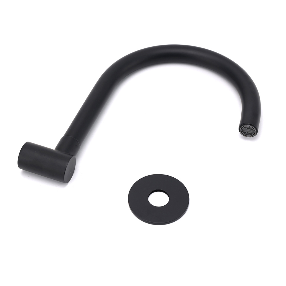 Matt Black Round Gooseneck Arm Faucet Outlet Wall Mounted Bath Tub Filler Spout
