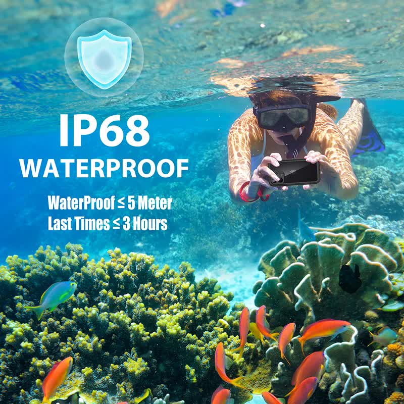 IP68 Waterproof Case for iPhone 15 14 13 12 11 Pro Max XS Max XR 7 8 RedPepper Transparent Protection Diving Underwater Swimming Outdoor Sports Black Black i-Phone 15