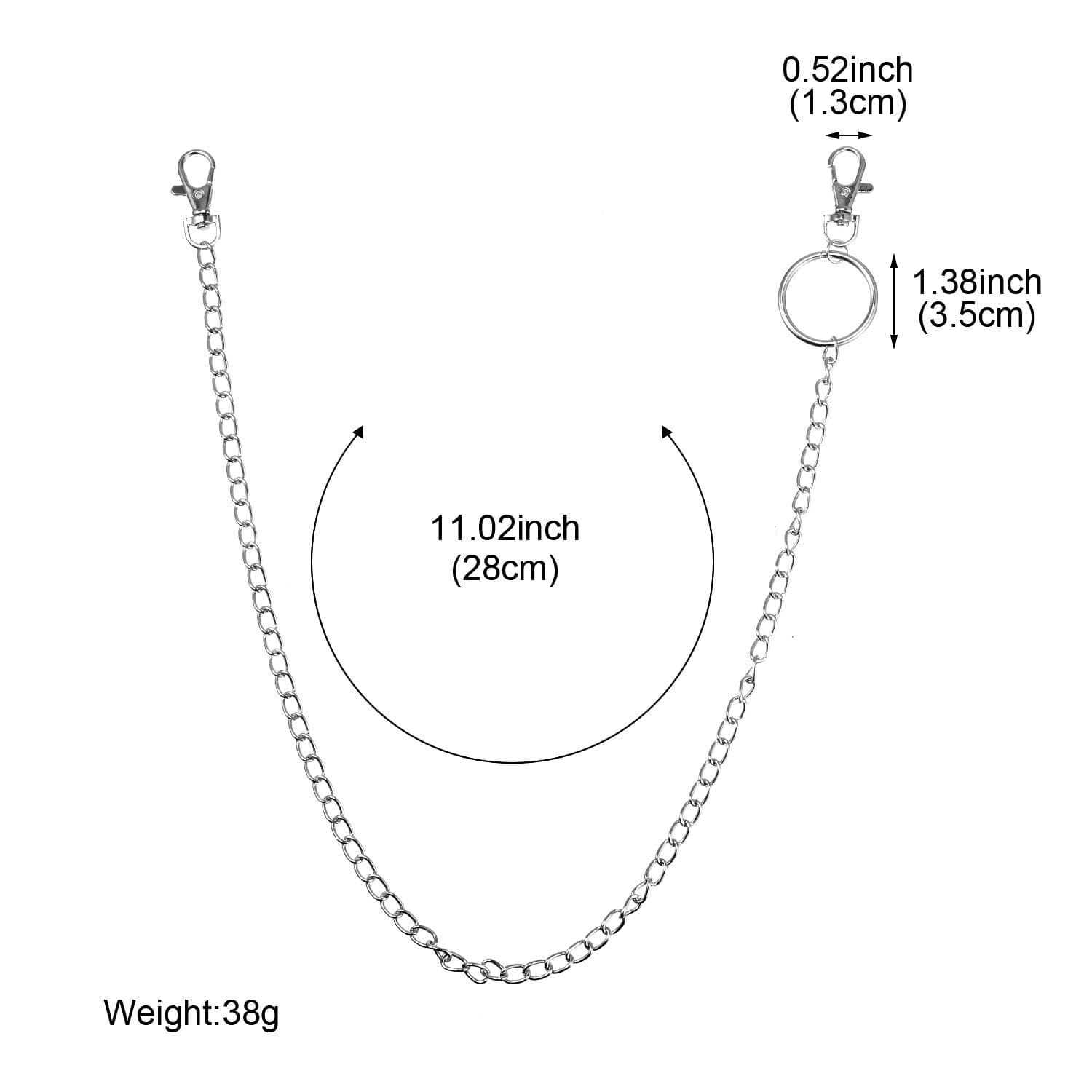 Wallet Chain Durable Alloy Pocket Chain for Keys and Accessories 25.6 inch 22 inch 19.7 inch Hip Hop Style
