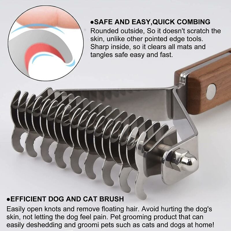 Coat King Dog and Cat Brush, Pet Grooming Comb Deshedding Rake Significantly Reduces Shedding