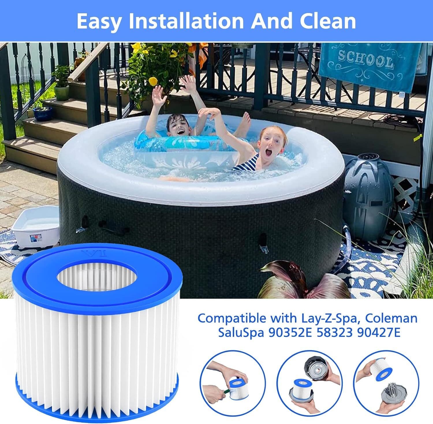 Filter Cartridge Type VI Compatible with All Hot Tub Models 2pcs