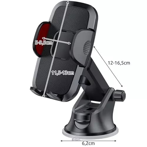 Car Mount Holder Suction Cup Adjustable 360 Rotation Compatible with Devices 5 to 9.5 cm Width Durable Plastic