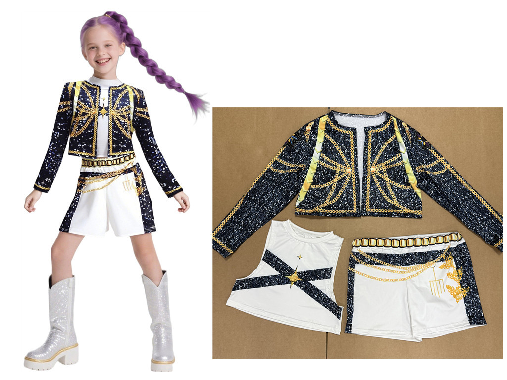 2025 Demon Hunter K-Pop Costume | Halloween Outfit Women Kids Cosplay No. 7 3-piece set_tfrf No. 7 3-piece set 130cm