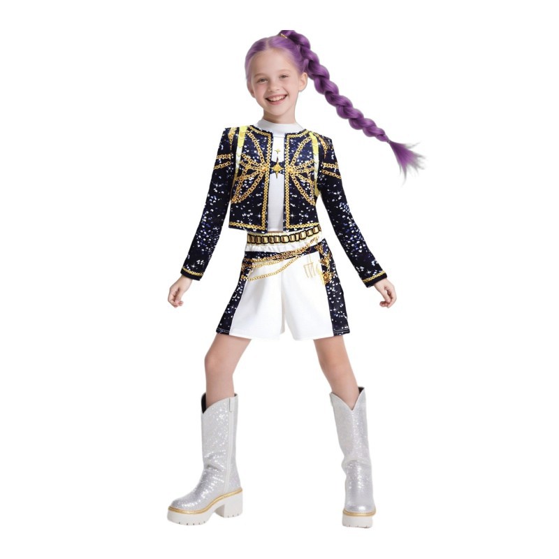 2025 Demon Hunter K-Pop Costume | Halloween Outfit Women Kids Cosplay No. 7 3-piece set_tfrf No. 7 3-piece set 130cm