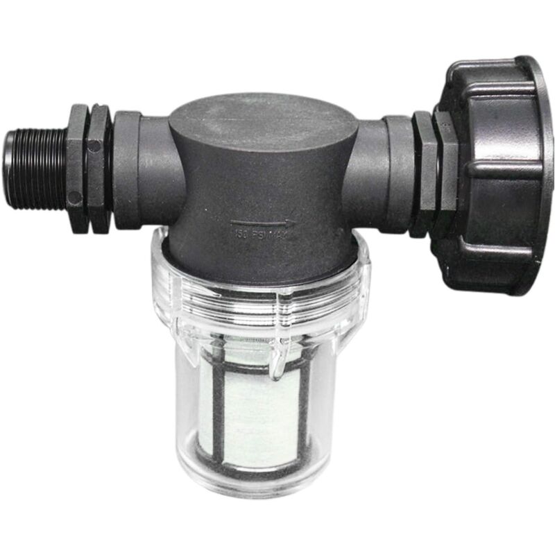 1000L Tank Connector, Garden Hose Connector for Rainwater Harvester with Filter Function, S60x6 IBC Water Tank Adapter (3/4'' Male Thread)