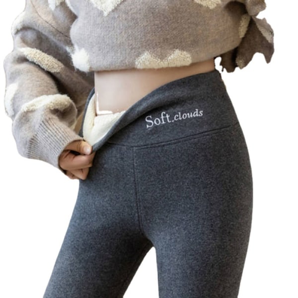 Women's Winter Sherpa Fleece Lined Leggings Thermal Warm Pants Stretchy Thick Soft Light Grey 3XL