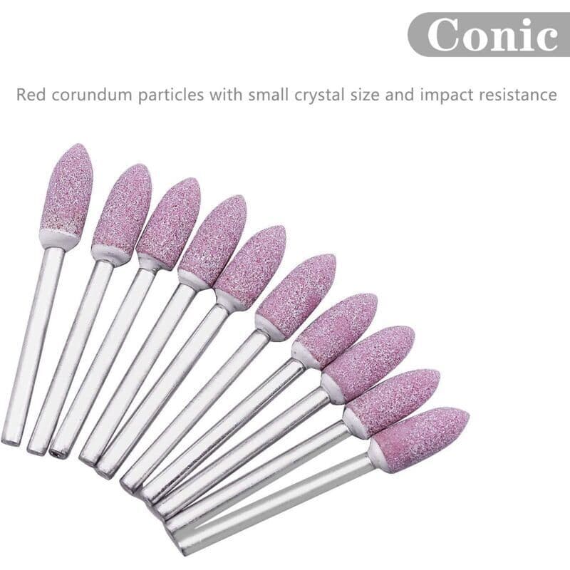 100 Piece Abrasive Polishing Mounted Stone Rotary Tool Grinding Wheel 3mm Shank Cylindrical and Peach Point Sandstone