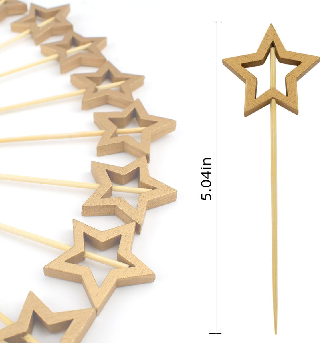 Little Star 100 Pack Cupcake Toppers - Glitter Cake Gold for Wedding, Baby Shower & Valentine's Day