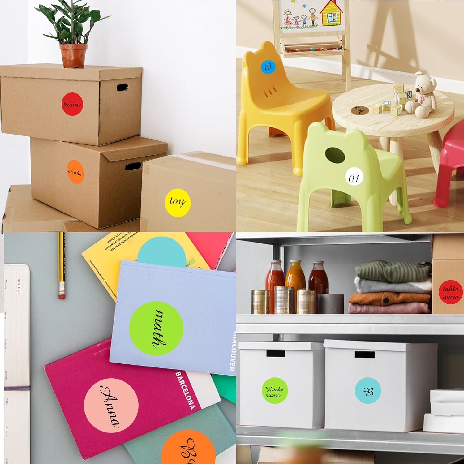 STARLIBOO Dot Stickers: 3in Removable Circle Stickers, Writable for Office, Garage/Yard Sale (200Pcs, 10 Colors)