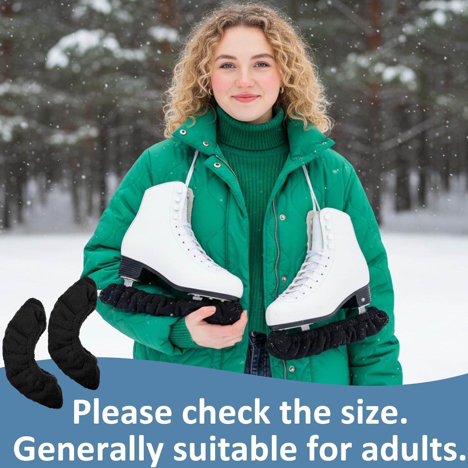 2 PCS Ice Skate Guards, Sports Blade Protector for Hockey Skates, Figure and Ice Skates Blade Covers for Toddler Kids Youth Adults-Men Women Boys Girls Skate Guards Figure Skating Hockey