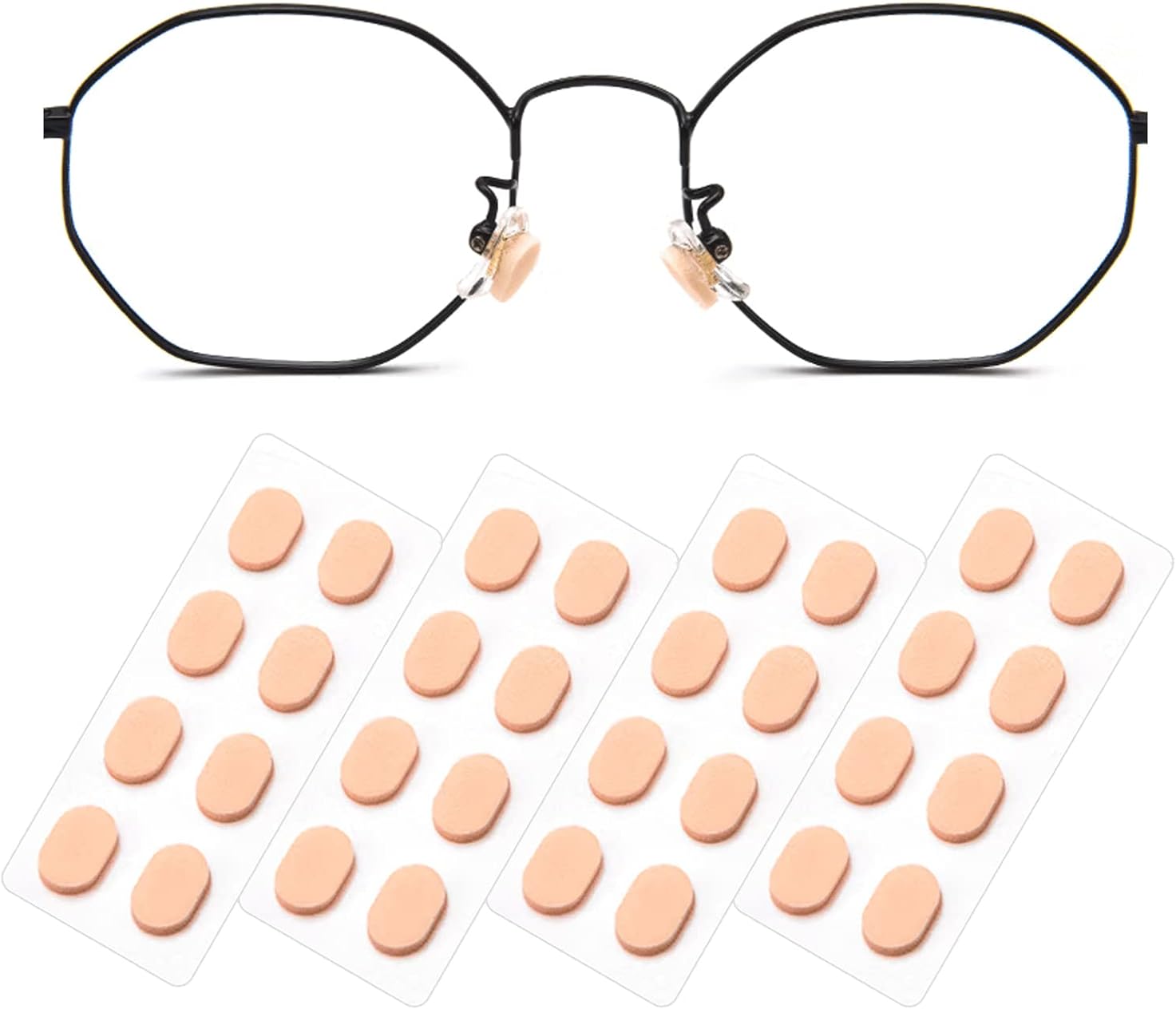 16 Pairs Eyeglass Nose Pads Foam Nose Cushion Anti Slip Adhesive Adjustable Nose Pads for Glasses Eyeglasses Stick on Plastic Frames Skin Color 1.5mm
