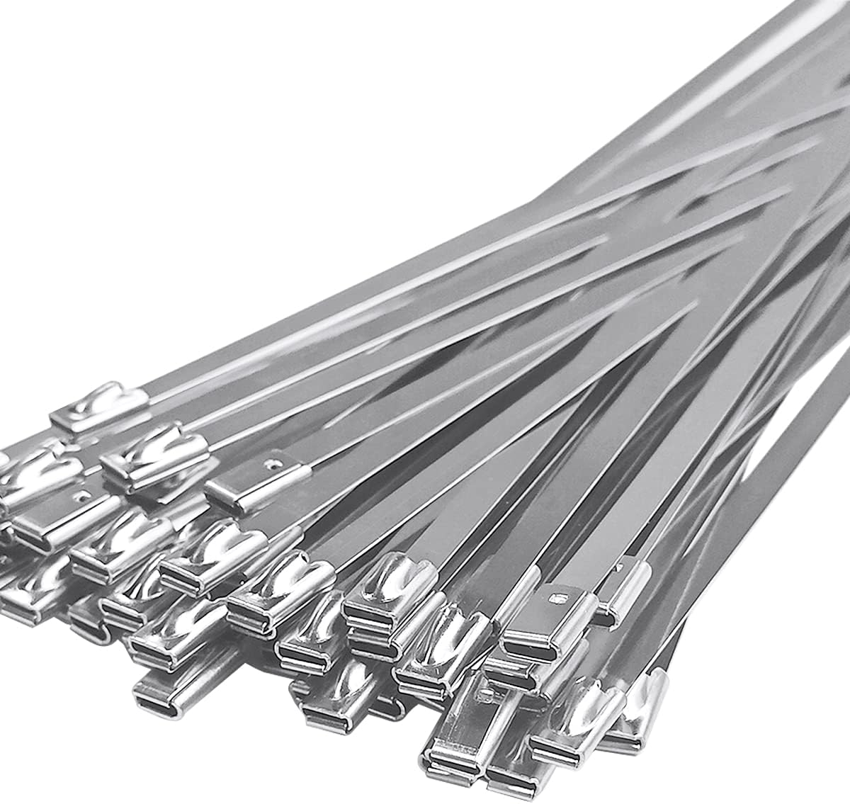 50pcs Metal Cable Zip Ties, 304 Stainless Steel Cable Ties, Exhaust Wrap Multi-Purpose Locking Cable Metal Zip Ties(11.8 Inches)