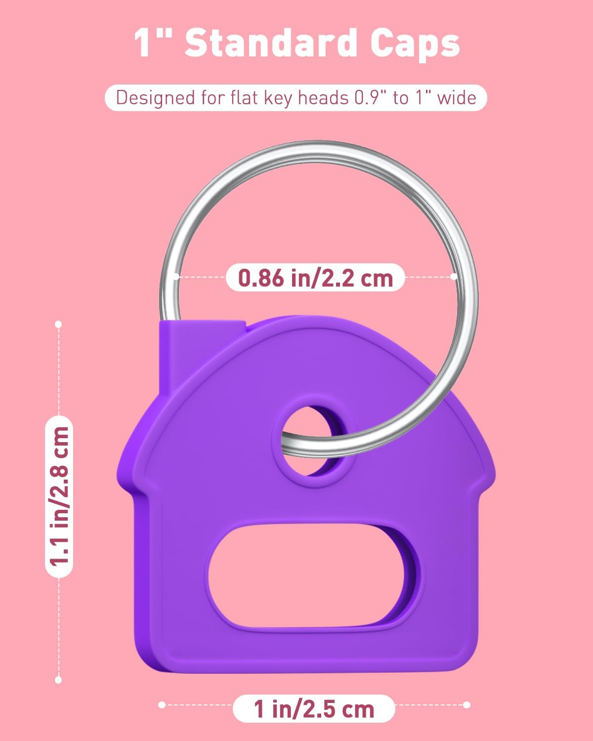 10 Pcs Key Covers Caps, 1" Key Identifiers with Labels, Soft Stretchy Key Covers for House Key, Cute Key Head Protectors for Standard Keys (Not for Odd-Shaped Keys), 10 Colors