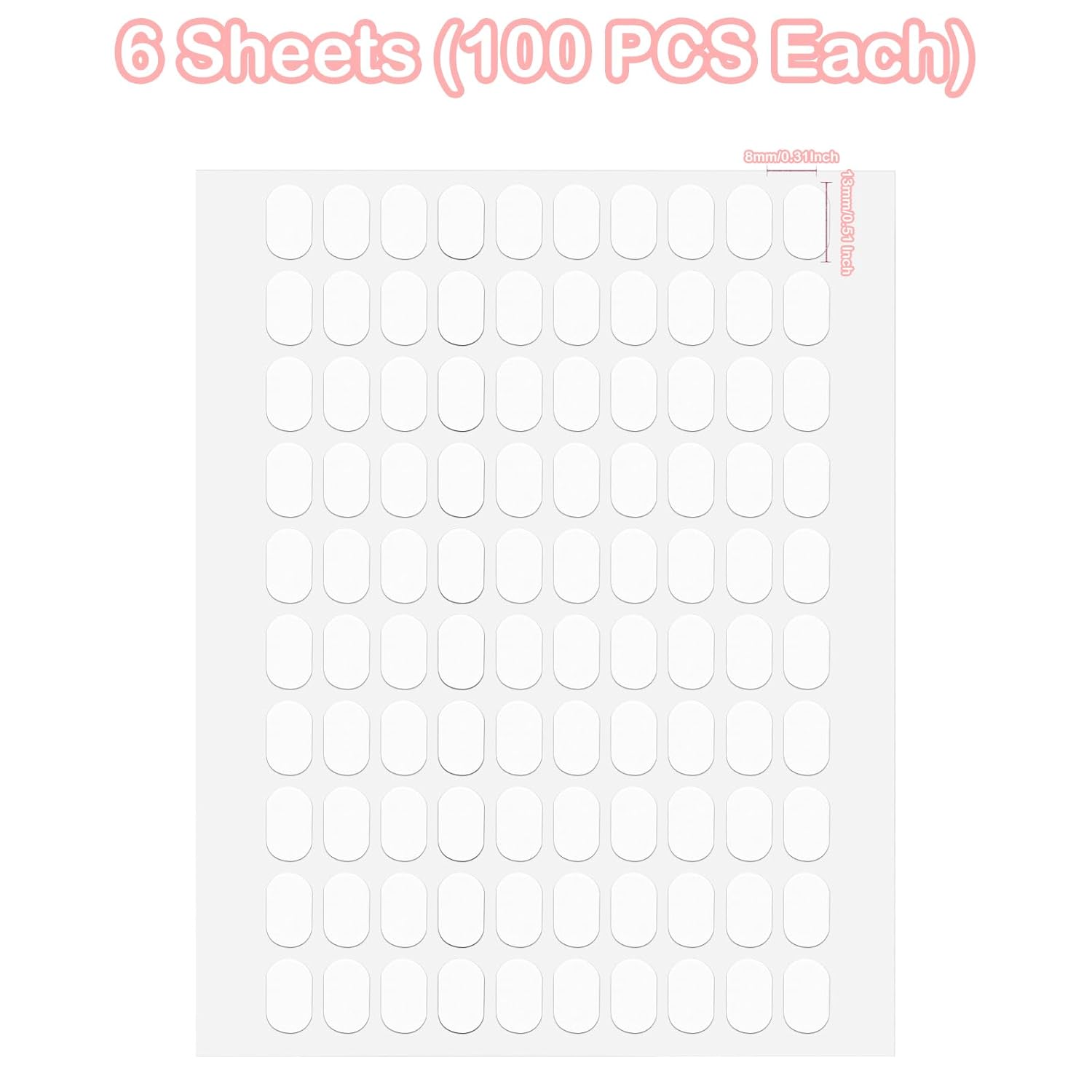 600Pcs Double Sided Dots Glue, Clear Sticky Tack Putty Removable, Sticky Gel Dots Tacky Putty Crafts Mounting Putty, No Trace Poster Putty Sticky Tack for Wall Hanging (0.51 X 0.31 Inches)