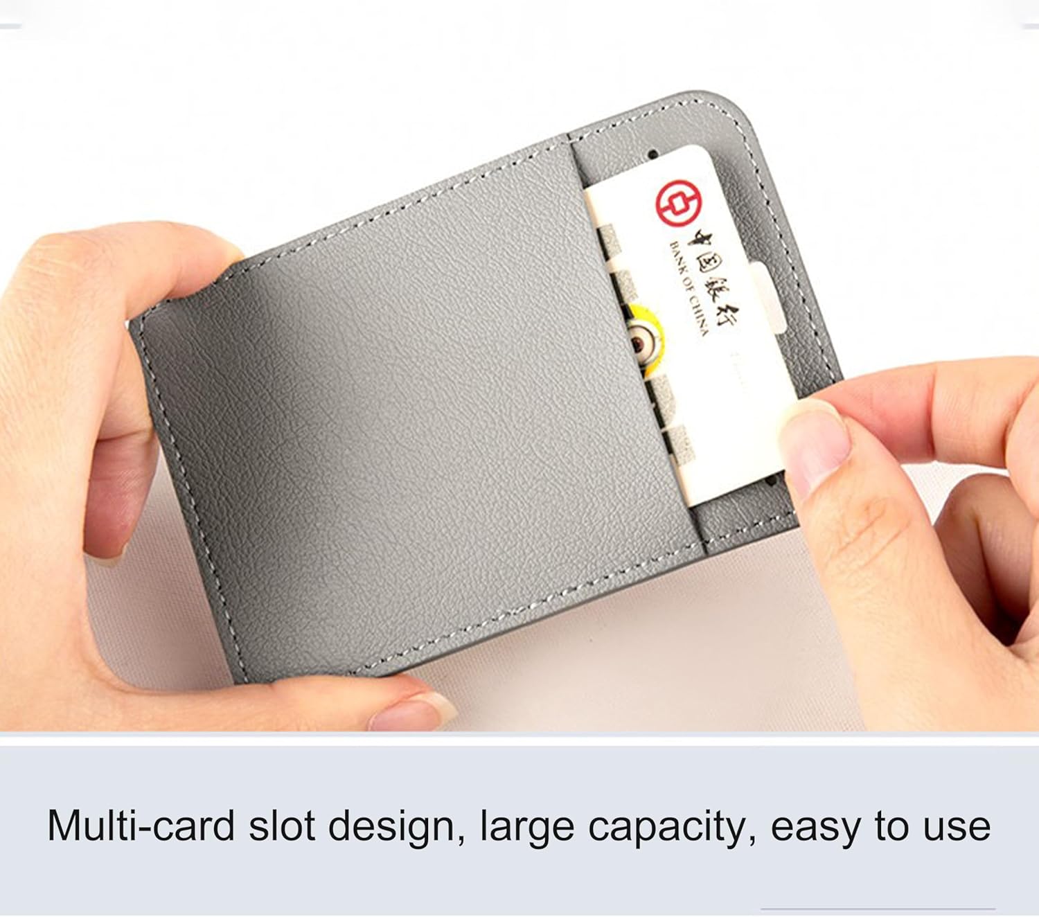 1 Pcs Leather ID Badge Holder - Horizontal, Black, Multiple Card Slots for Offices, Staff, Students, Employees