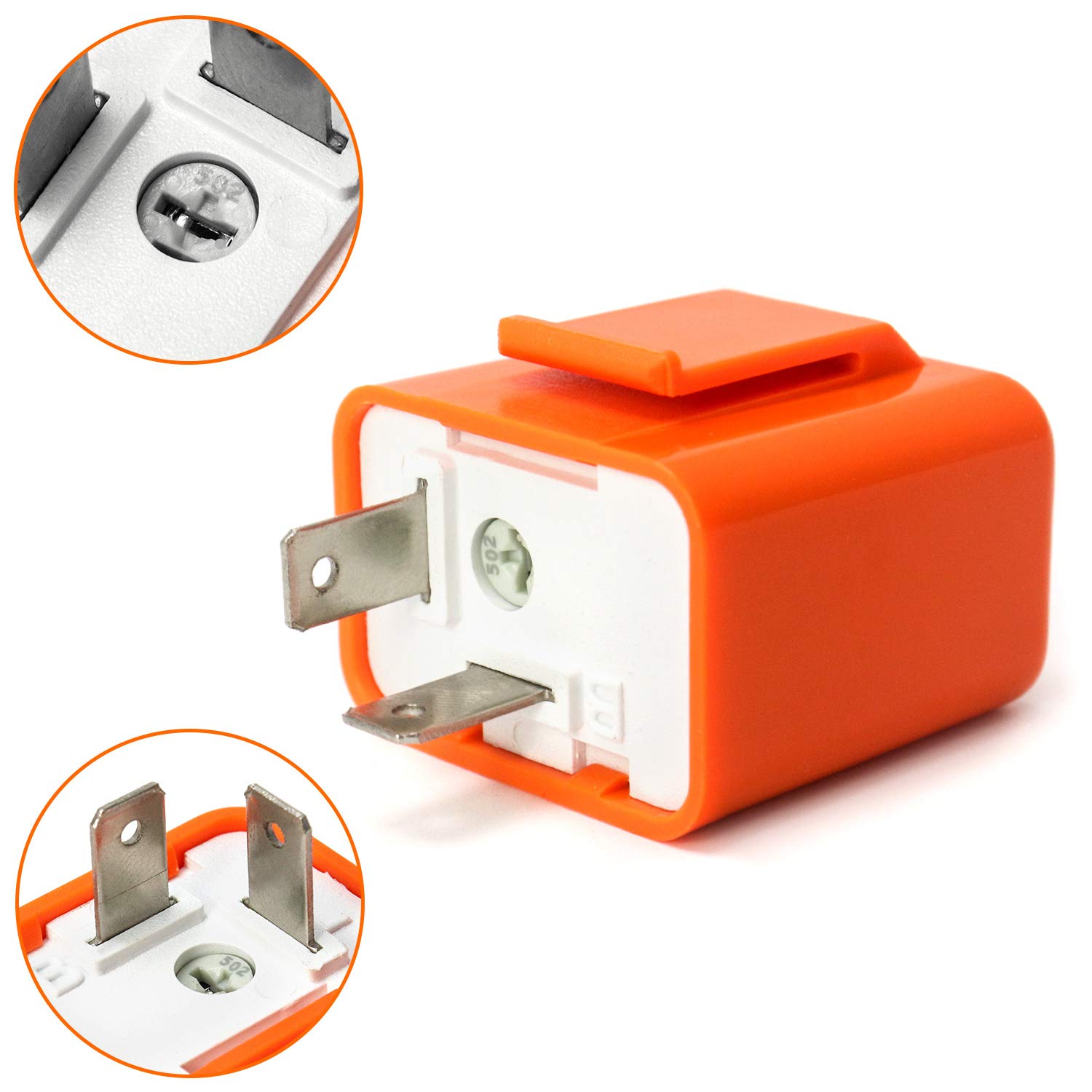 2Pcs 2-Pin Electronic Turn Signal Flasher Relay Fix Motorcycle Turn Signal Hyper Flash, Adjustable Motorcycle LED Turn Signal Hyper Indicator Flasher Relay