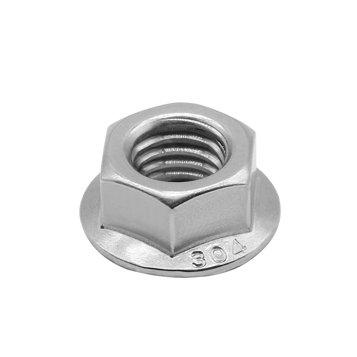 M6*1.0 Serrated Flange Hex Lock Nuts 304 Stainless Steel 18-8 Bright Finish (30PCS)