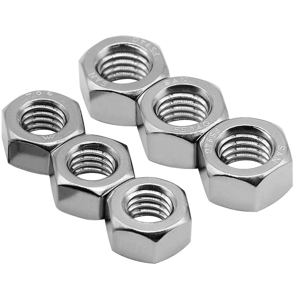 50PCS M6-1.0 Nuts 18-8 (304) Stainless Hardware Nuts Commercial Grade for Boats Dock Car