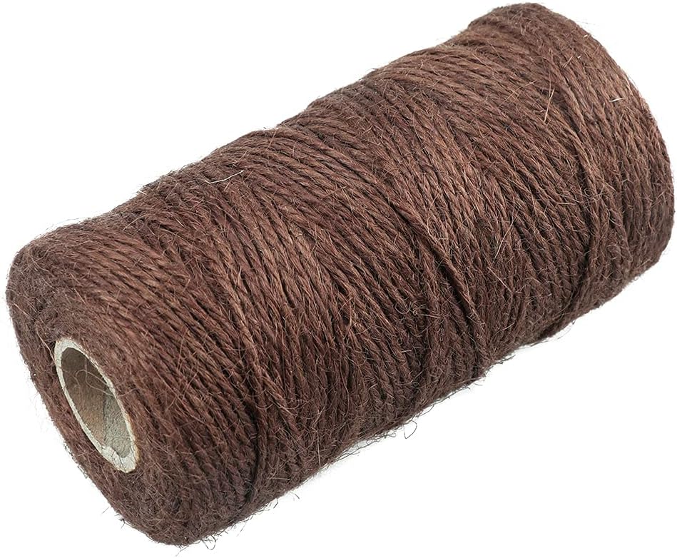 Jute String 328 Feet, 2mm Colored Natural Hemp Twine for Gift Wrapping, 3-Ply Brown for Climbing Plant, Garden Craft, DIY Christmas Handmade Arts, Gift Decoration