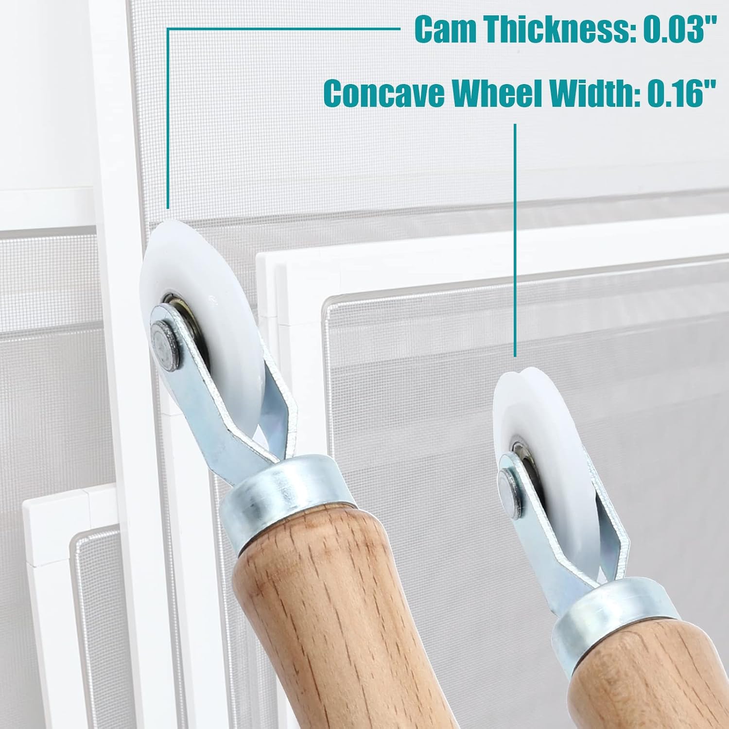 3 Pcs Window Door Screen Repair Kit, Screen Spline Roller Tool with Wooden Handle & Nylon Bearing Wheels and Removal Hook
