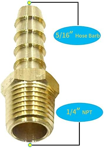 2pcs Brass 5/16" Hose Barb to 1/4" NPT Male Quick Couplers