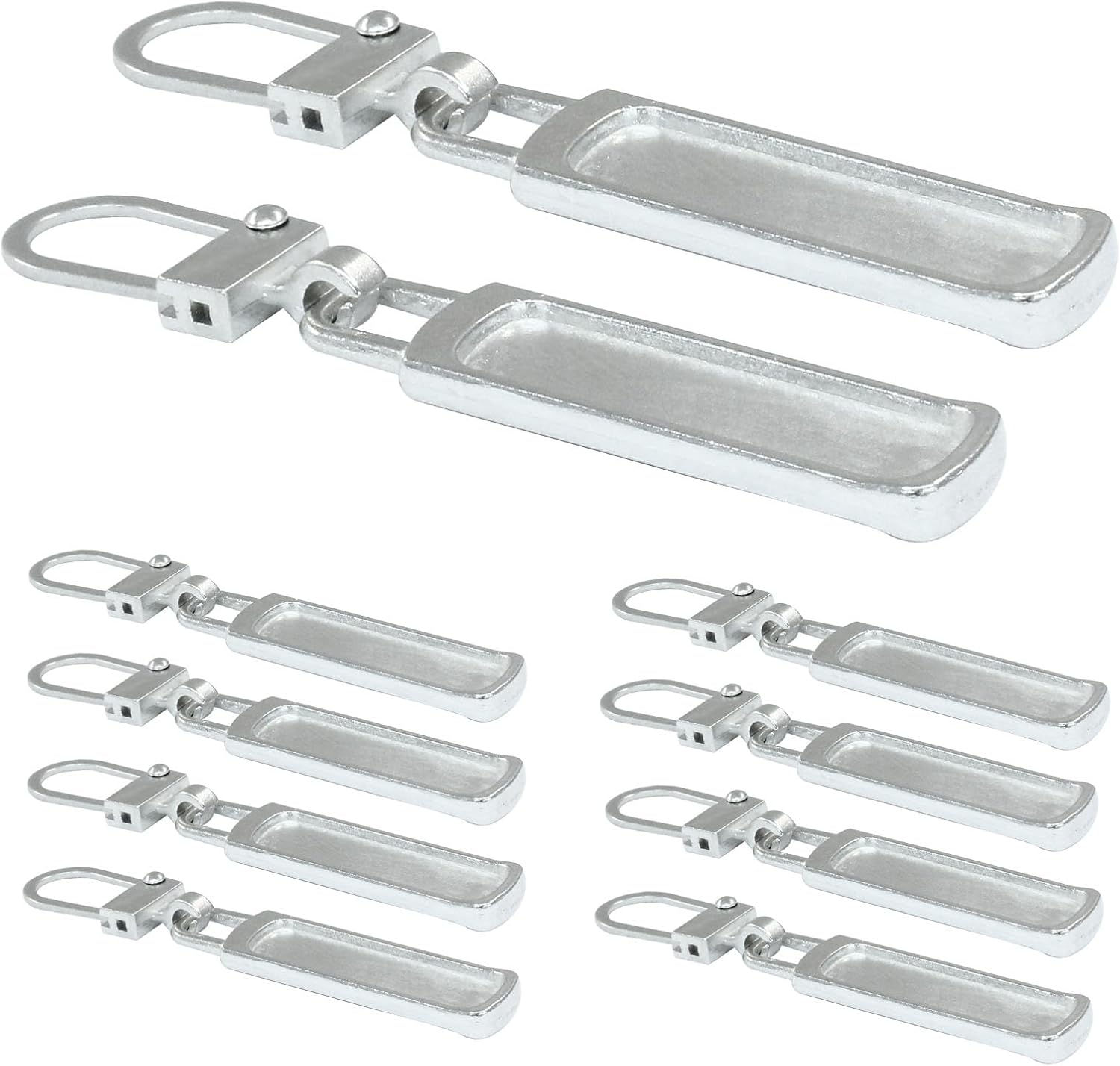 10 PCS Silver Luggage Zipper Pull Replacement, Detachable Metal Zipper Pull Tab Repair Kit for Clothing Jacket Coat Jeans Luggage Suitcase Purse Handbag