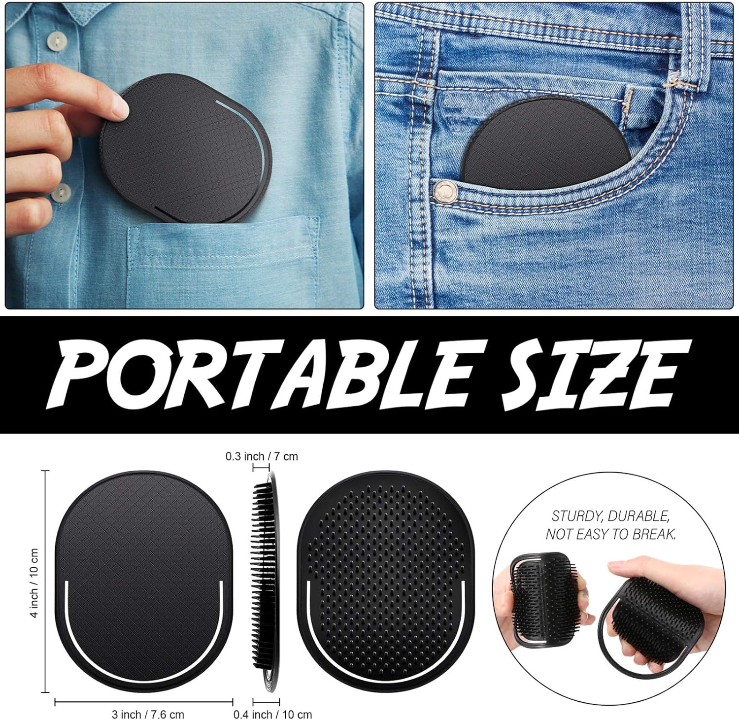 6 Pieces Pocket Palm Combs Pocket Brush, Shampoo Brushes, Scalp Massager Hair Brush Comb for Men Travel