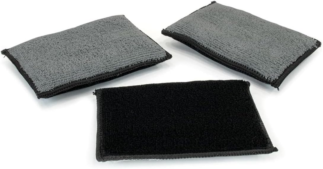 3PCS 5"×3" Car Interior Scrubbing Sponges, Microfiber Car Wash Sponges, Auto Detailing Scrub Pads, Interior Cleaning Sponges for Car Leather, Plastic, Vinyl, Upholstery (Gray Black)