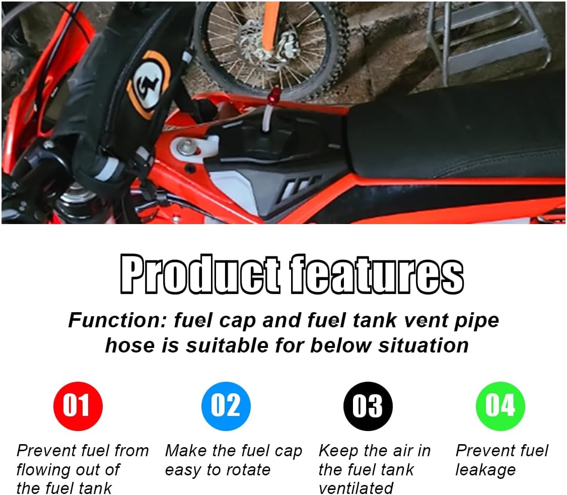5PCS Motorcycle Gas Fuel Tank Cap Breather Hose, Universal CNC Gas Cap Valve Vent, Breathing Valve Tube Compatible with ATV Quad CRF YZF RMZ KLX DRZ Pit Dirt Bike Motorcycle