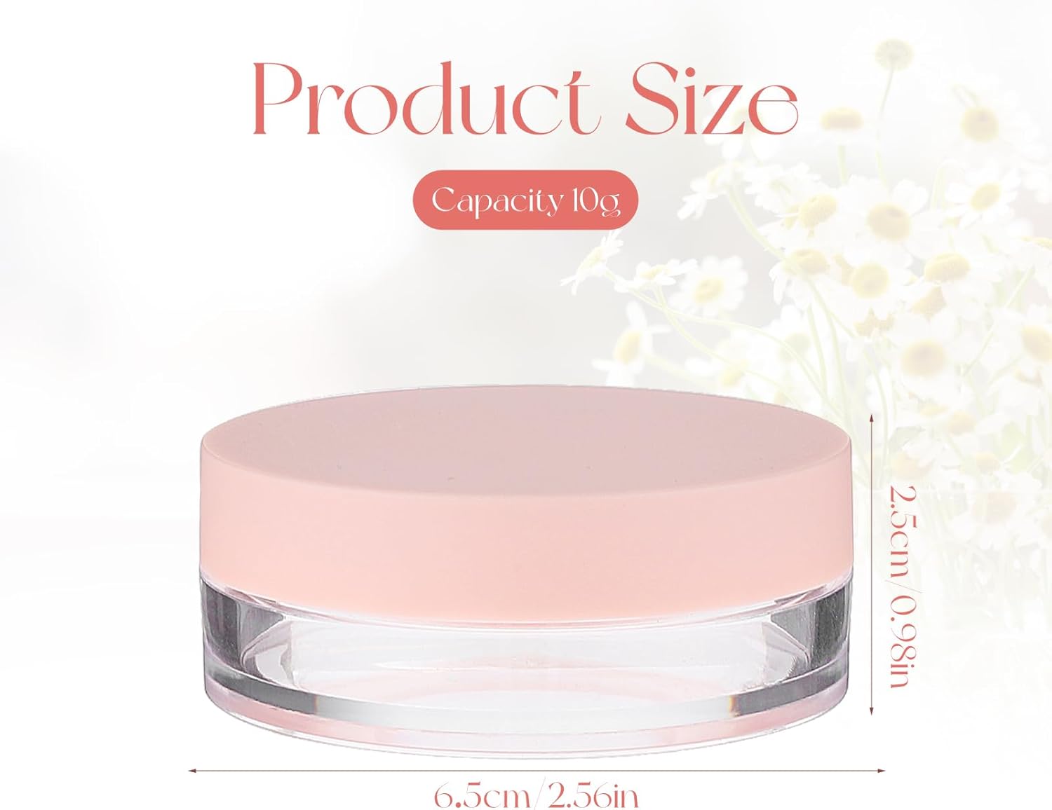 10ml (0.34oz) Loose Powder Containers, No Leak Plastic Empty Reusable Refillable Travel Compact Portable Makeup Powder Case Container with Pink Screw Lid, Elastic Net Sifter Sponge Puff