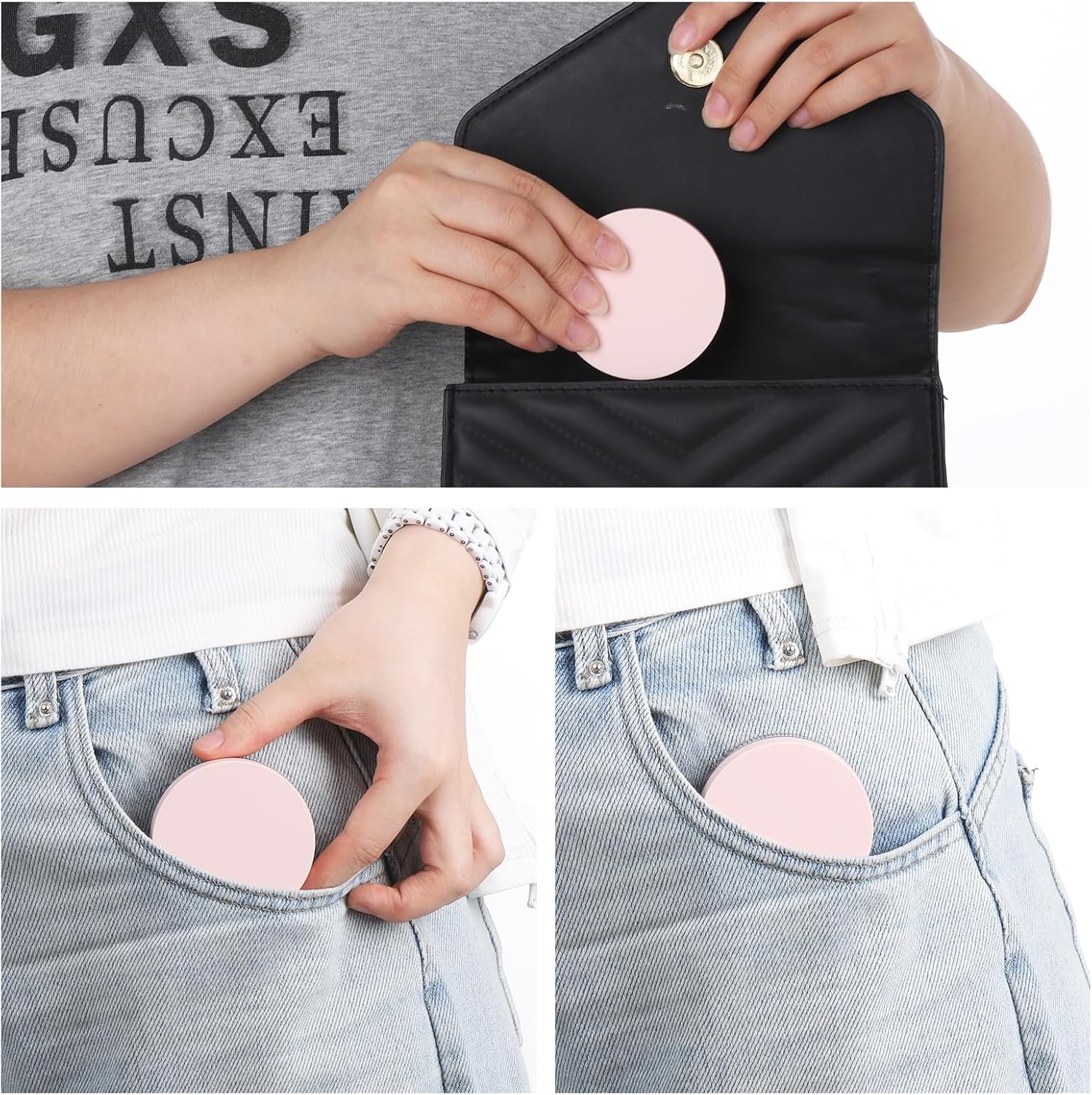 10ml (0.34oz) Loose Powder Containers, No Leak Plastic Empty Reusable Refillable Travel Compact Portable Makeup Powder Case Container with Pink Screw Lid, Elastic Net Sifter Sponge Puff