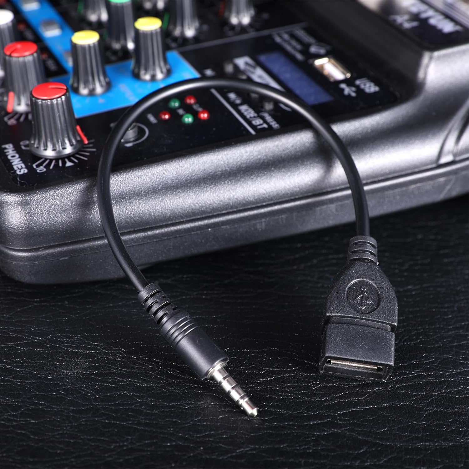 USB to AUX Audio Adapter, 3.5 mm Male AUX Audio Jack Plug to USB 2.0 Female Converter Adapter Cable Cord 9 Inch Length Black OTG Adapters Accessories for Car Playing Music with U-Disk