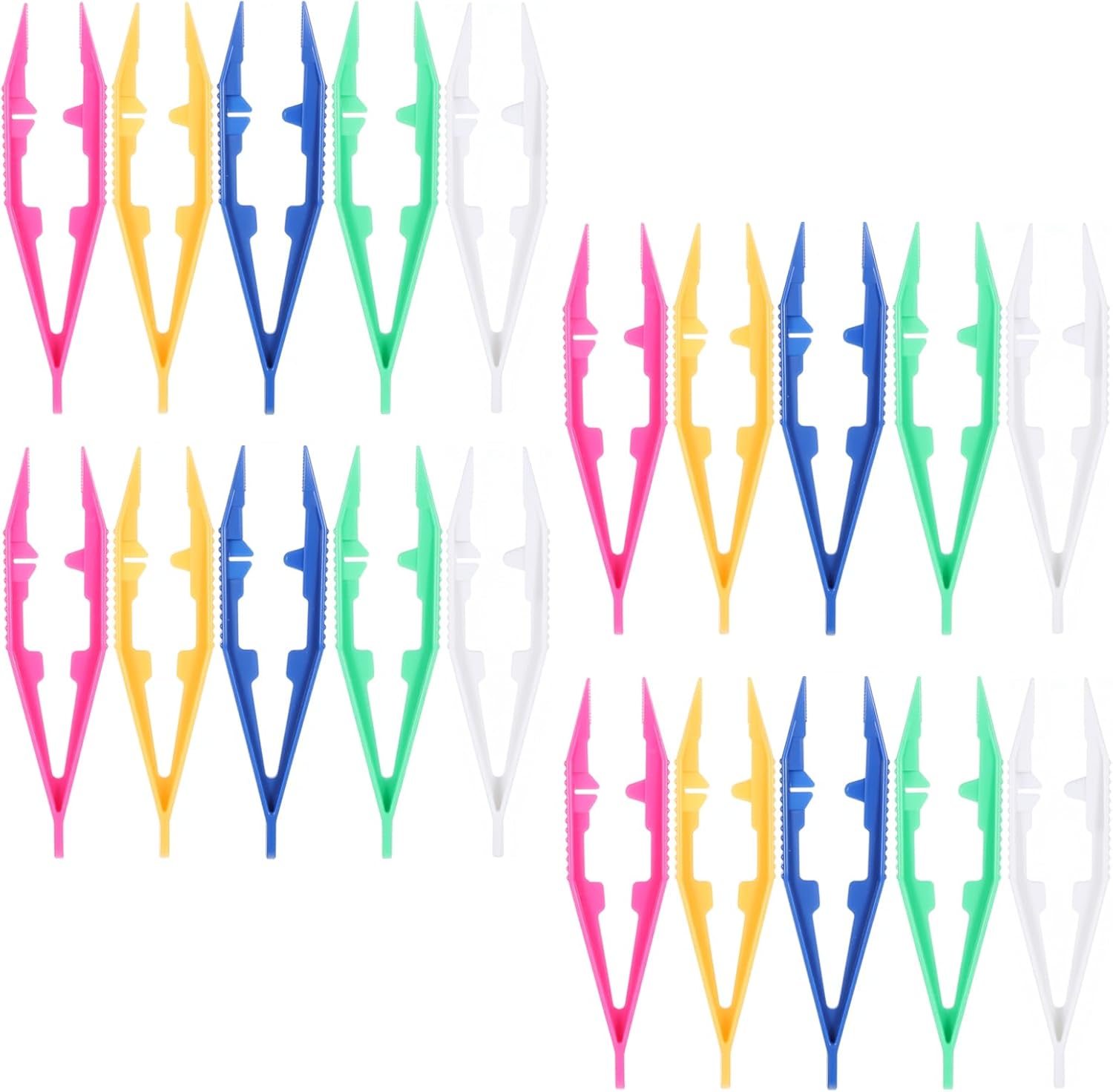 20 Pcs Plastic Tweezers Beads Tweezers, 5 Assorted Colors 4.3 Inch Craft Forceps Kids for DIY Craft Jewelry Making, Family, Home, Classroom, School, Beading Project, Creative Game