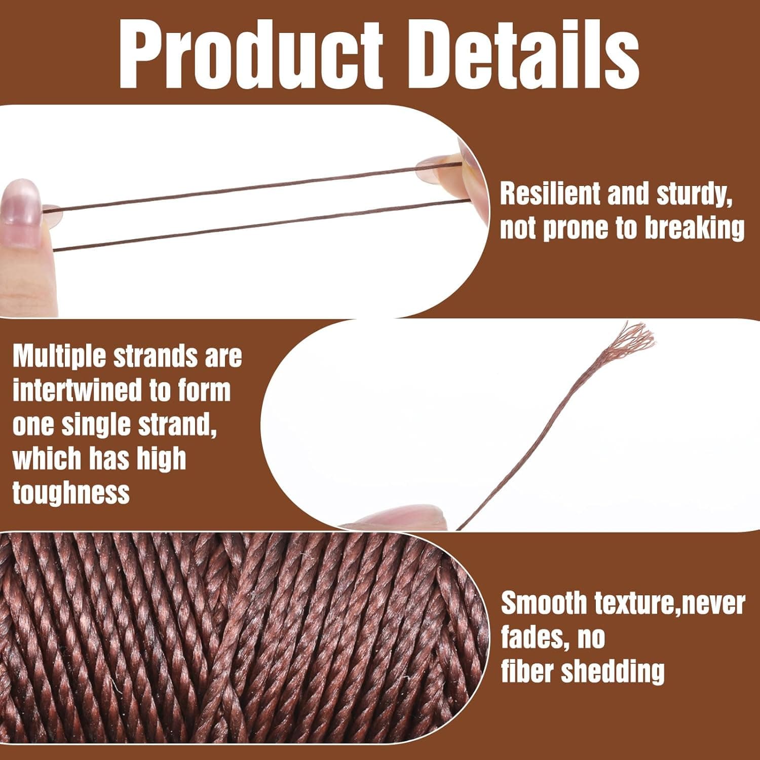Leather Thread 0.8 mm Waxed Heavy Duty 32.8 Yards Black Dark Brown for Hand Sewing Bookbinding DIY Crafts Shoes Repair