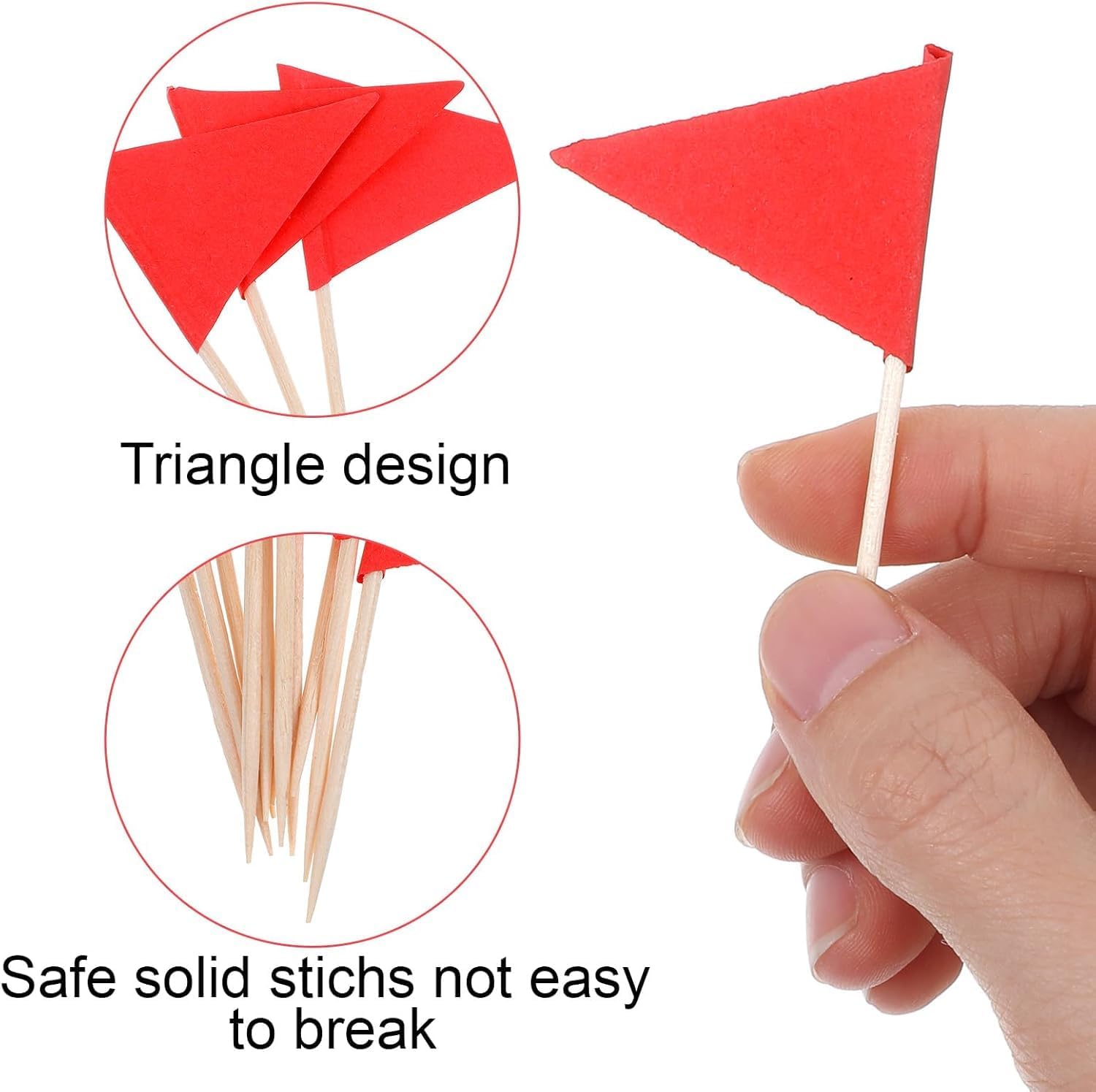 100 Pcs Solid Red Toothpick Flags - Mini Triangle Golf Flag Toothpicks for Cupcakes, Fruit & Cheese Markers - Small Blank Flag for Golf Themed Birthday,Wedding, Party, Buffet Appetizer Decorations