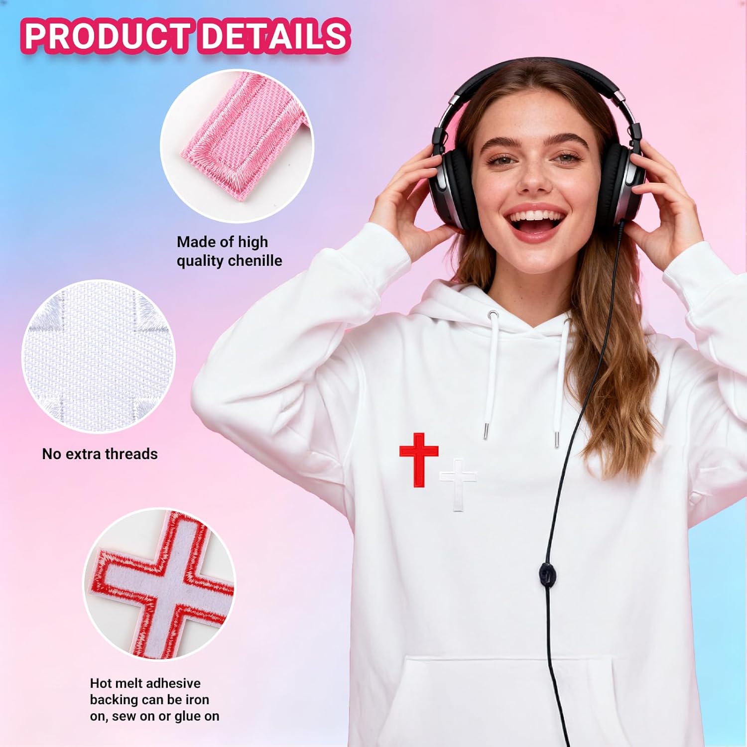 15PCS Iron on Cross Patches - Christian Cross Embroidery Iron on Patches for Clothes - Sew on Crosses Applique Decorative Patch for Clothing Jackets Jeans Hats Backpacks DIY Crafts (5 Colors)