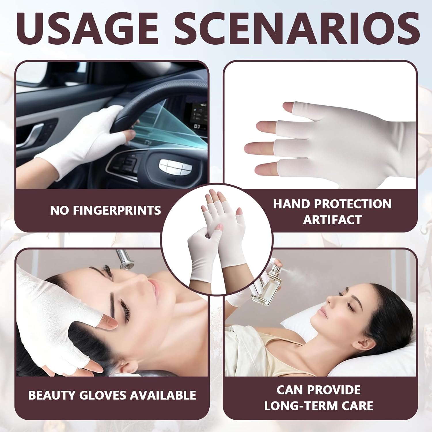 6 Pairs White Cotton Gloves - Fingerless Moisturizing Gloves - Eczema White Gloves for Dry Hands - Soft Sleep Glove for Eczema and Moisturizing Overnight - One Size Fits Most